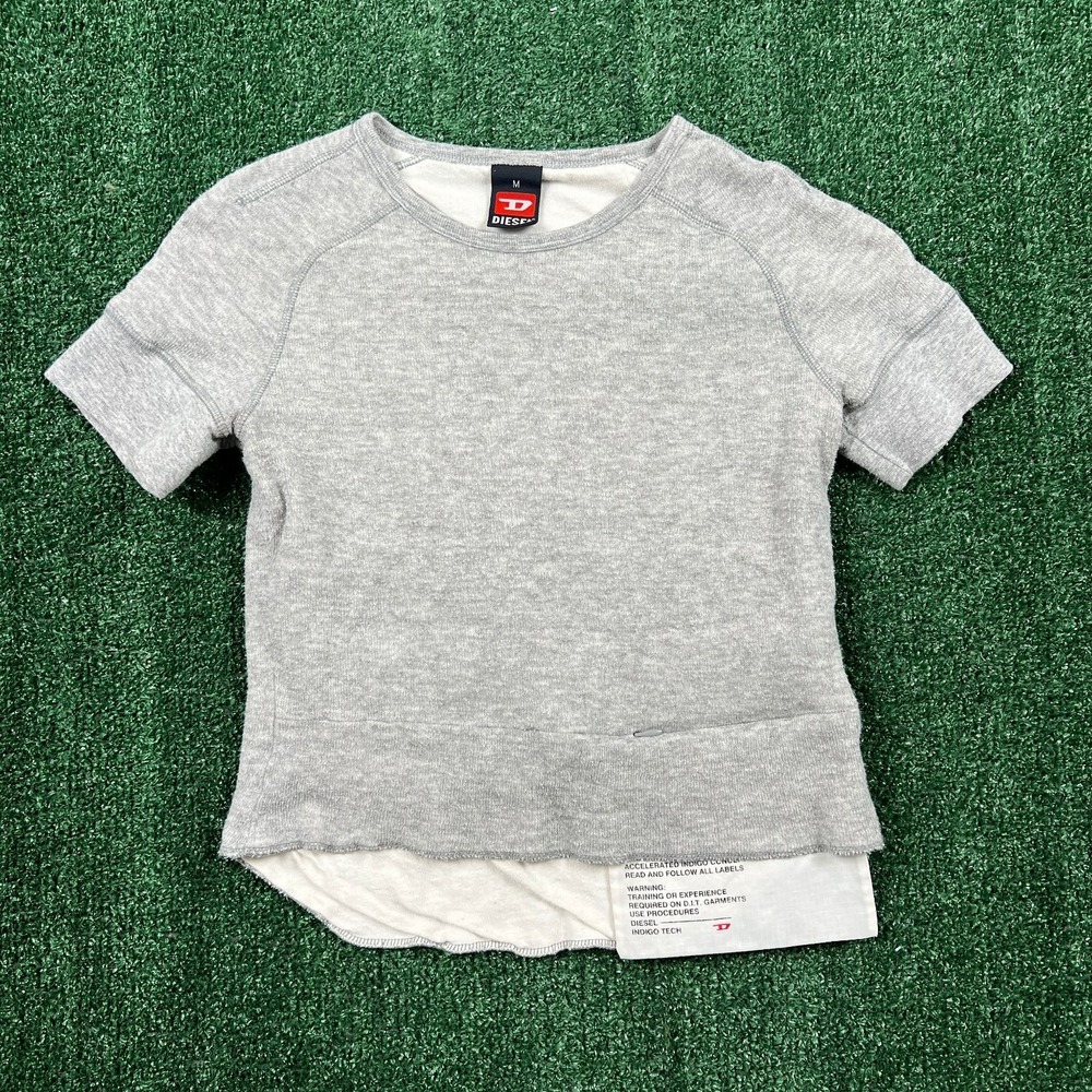 Diesel Sweatshirt Women's Medium Gray 100% Cotton Short Sleeve Training Tech‎